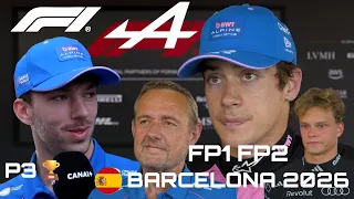 FRANCO COLAPINTO🇦🇷 PIERRE GASLY🇫🇷 de ALPINE F1 STEVE NIELSEN PAUL ARON POST FP1 FP2 BARCELONA 2026